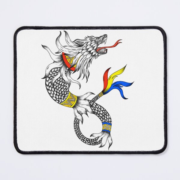 Item preview, Dacian Wolf with Traditional Motifs – Bold and Unique Mythical Art designed and sold by DianaZenArt.