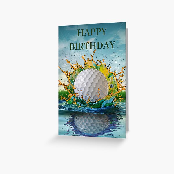 Item preview, Golfing Ball Hitting Water Golf Players Birthday Card designed and sold by ZanyPaintbrush.