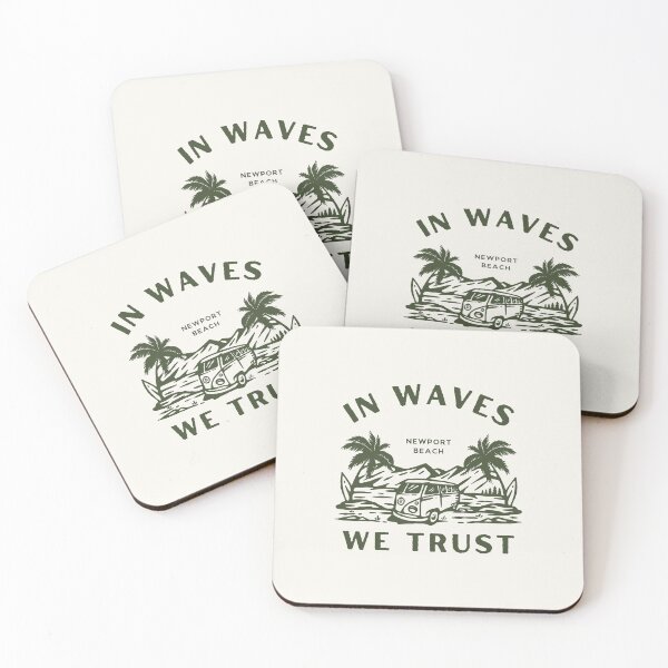 Item preview, Retro Surf Van Illustration - “In Waves We Trust” Newport Beach Design designed and sold by Retro Travel Design.