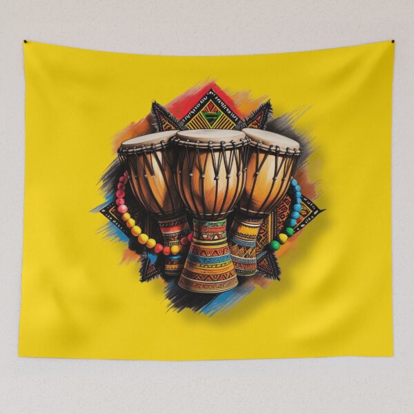 Item preview, Vibrant African Drums with Beaded Accents designed and sold by 'VARI'.