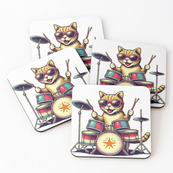 Item preview, Cool Cat Drummer designed and sold by King Of Designs.