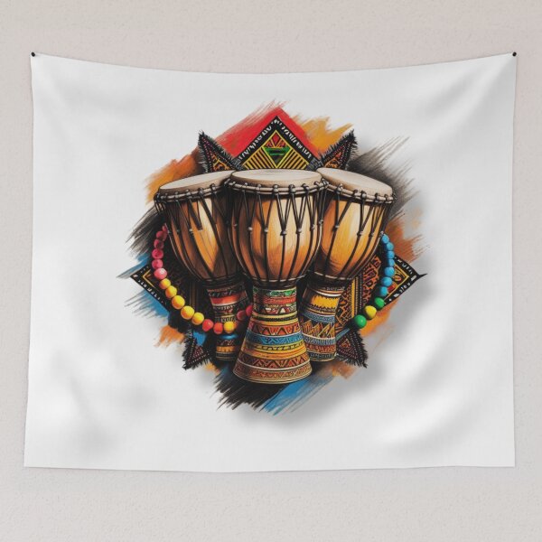 Item preview, Vibrant African Drums with Beaded Accents designed and sold by 'VARI'.