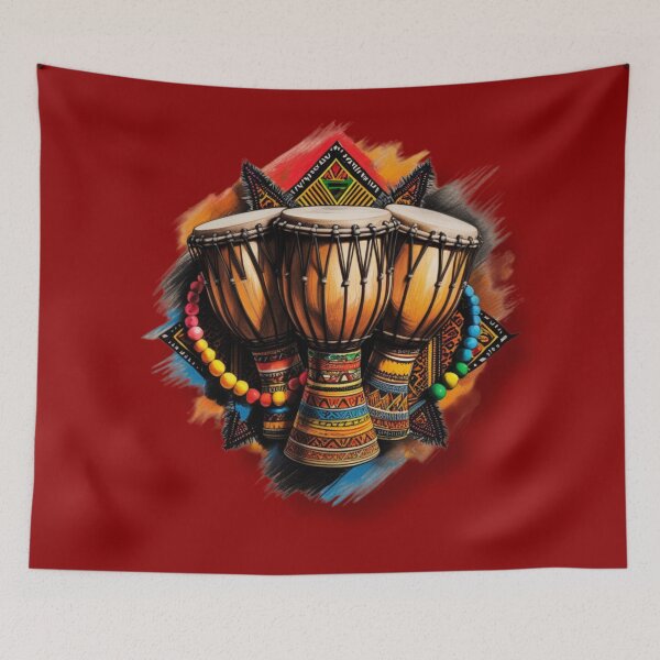 Item preview, Vibrant African Drums with Beaded Accents designed and sold by 'VARI'.
