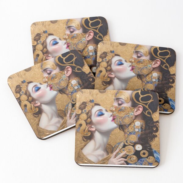 Item preview, Gilded Romance” - Klimt-Inspired Love Illustration designed and sold by EllsLittleStore.