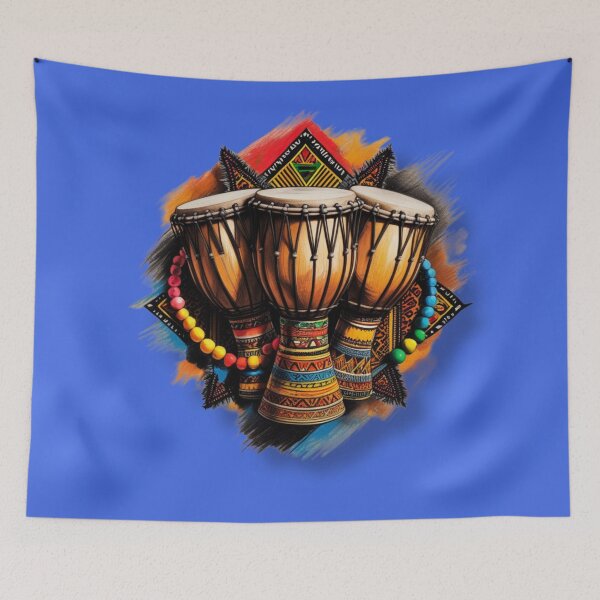 Item preview, Vibrant African Drums with Beaded Accents designed and sold by 'VARI'.