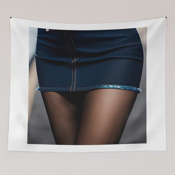 Item preview, Elegance and Style: Black Tights and Denim Miniskirt designed and sold by e-not-shop.