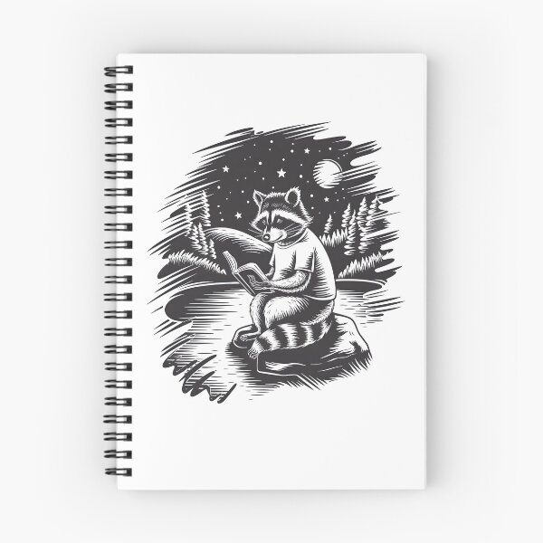 Item preview, Raccoon reading book under the night sky designed and sold by MadCatPrints.