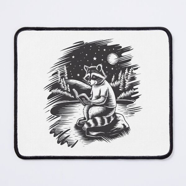 Item preview, Raccoon reading book under the night sky designed and sold by MadCatPrints.