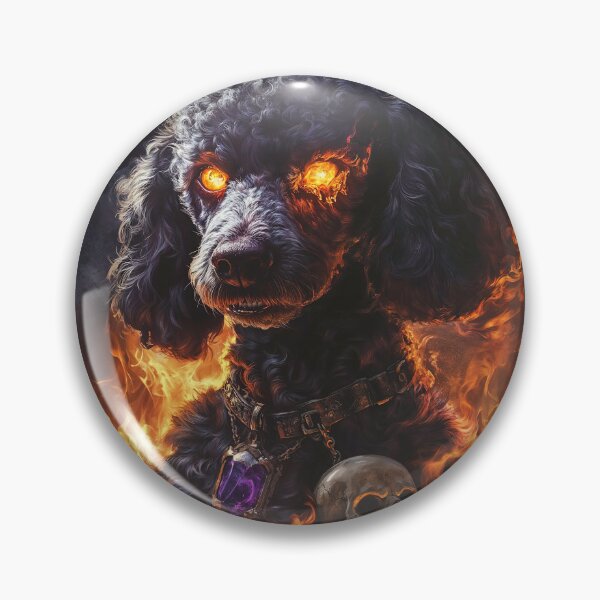 Item preview, Fiery Royal Poodle in Gothic Style with a Skull Pendant designed and sold by Anastasiia Yurevych.