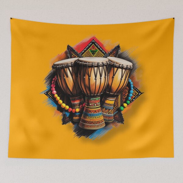 Item preview,  Vibrant African Drums with Beaded Accents designed and sold by 'VARI'.