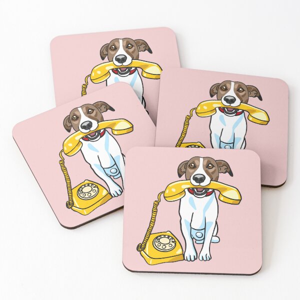 Item preview, Dog funny small white doggy with a yellow phone designed and sold by Kikabu.