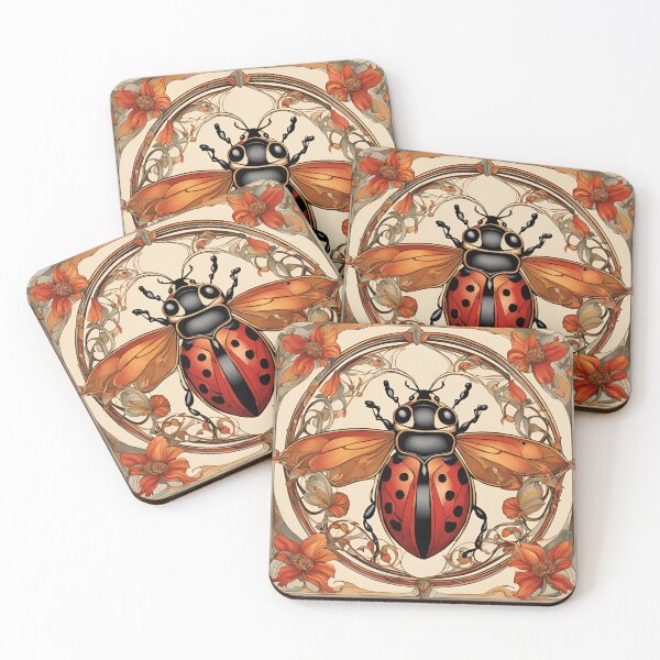 Item preview, Art Nouveau ladybug insect and floral design designed and sold by LumiLemon.
