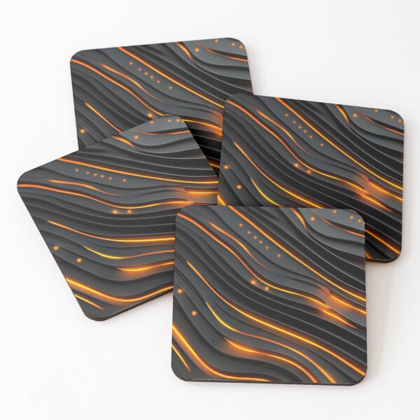 Item preview, Abstract Dark Wavy Background with Glowing Orange Lines designed and sold by RGShirtWorks.