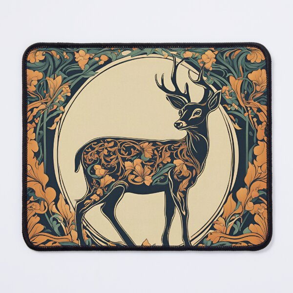 Item preview, Art Nouveau male deer magical forest floral design designed and sold by LumiLemon.