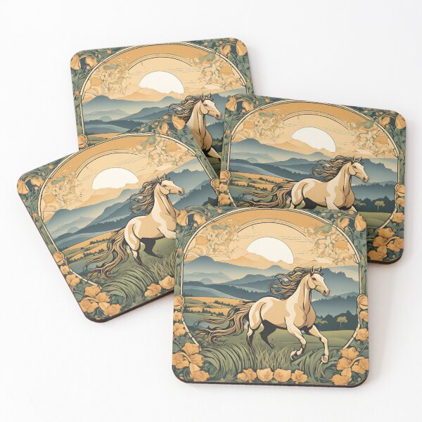 Item preview, Art Nouveau de caballo marrón del oeste designed and sold by LumiLemon.