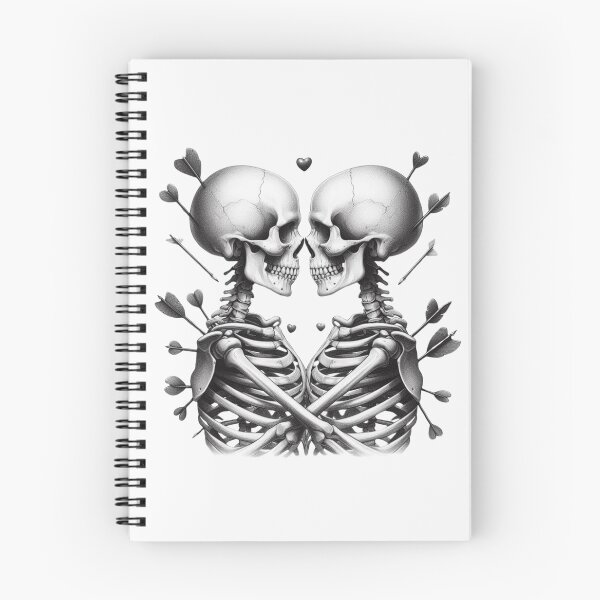 Item preview, Embracing Skeleton Couple Struck by Cupid's Arrows designed and sold by GaborSkeleton.