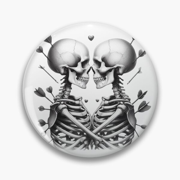 Item preview, Embracing Skeleton Couple Struck by Cupid's Arrows designed and sold by GaborSkeleton.