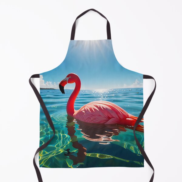 Artikelvorschau, Rosa Flamingo unter freiem Himmel, ruhige Meeresstimmung, verträumte tropische Meereslandschaft, Flamingo auf türkisfarbenen Wellen entworfen und verkauft von Kintsugi99.