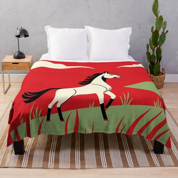 Item preview, Art Horses Minimalist Landscapes Red Green White Black designed and sold by ART ATTACK ZONE.