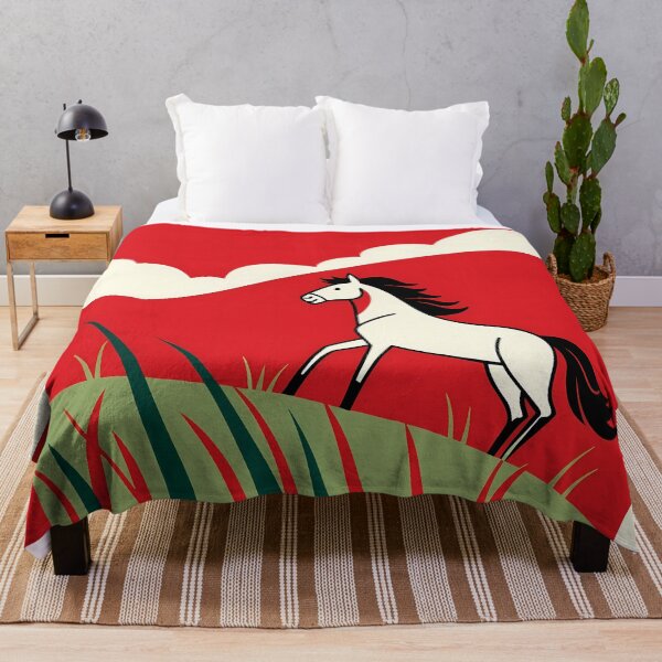 Item preview, Design Horses Minimalist Landscapes Red Green White Black designed and sold by ART ATTACK ZONE.