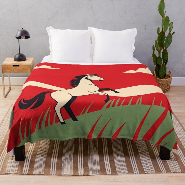 Item preview, Nature Horses Minimalist Landscapes Red Green White Black designed and sold by ART ATTACK ZONE.