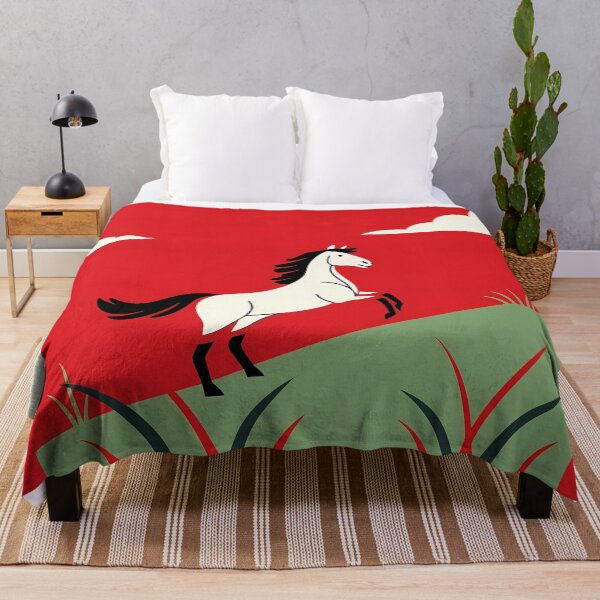 Item preview, Illustration Horses Minimalist Landscapes Red Green White Black designed and sold by ART ATTACK ZONE.