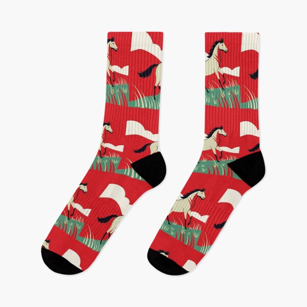 Item preview, Digital Horses Minimalist Landscapes Red Green White Black designed and sold by ART ATTACK ZONE.