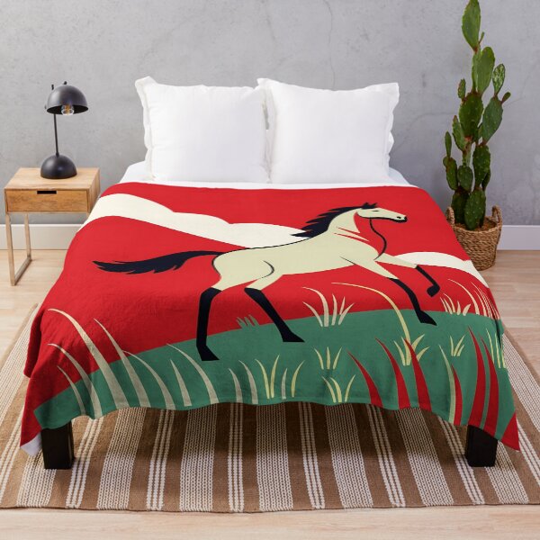 Item preview, Digital Horses Minimalist Landscapes Red Green White Black designed and sold by ART ATTACK ZONE.