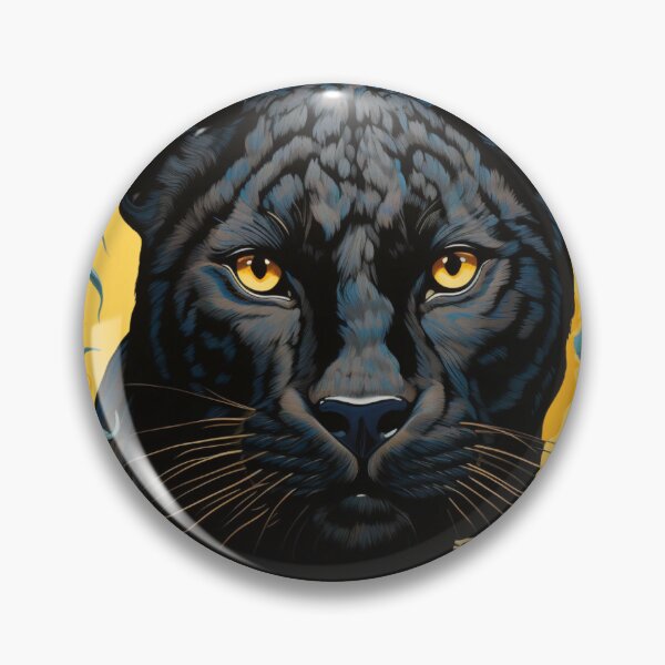 Item preview, Panther & Floral Blue Yellow Silk Art Graphic designed and sold by GrinGalore.