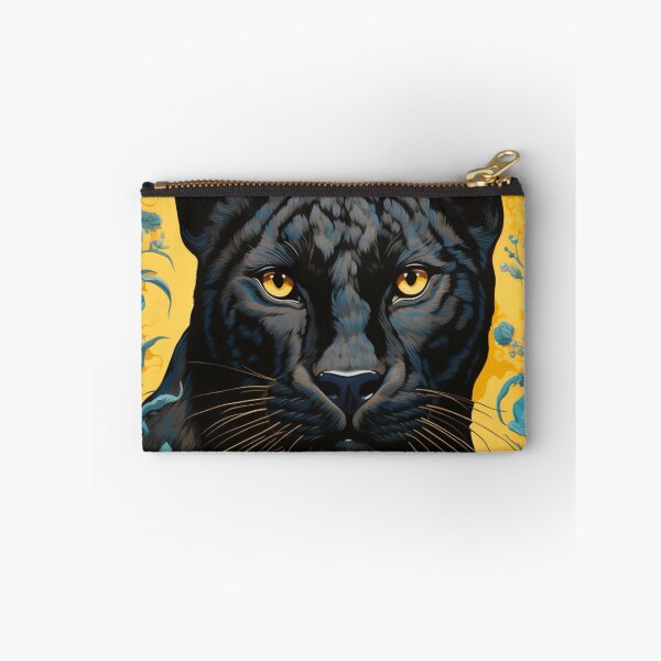 Item preview, Panther & Floral Blue Yellow Silk Art Graphic designed and sold by GrinGalore.