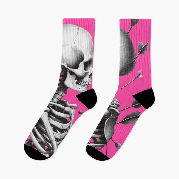 Artikelvorschau, Umarmendes Skelett-Paar von Amors Pfeilen getroffen, rosa entworfen und verkauft von GaborSkeleton.