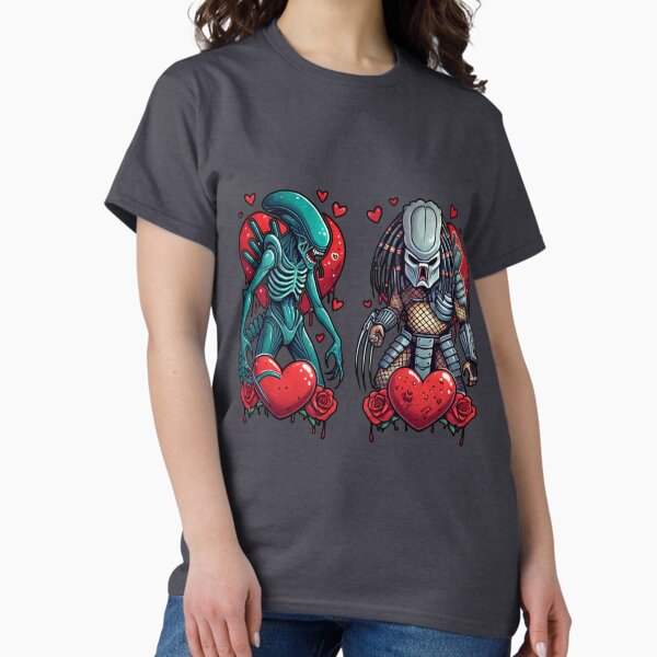 Xenomorph Alien and Predator Allies Valentine's Day Classic T-Shirt