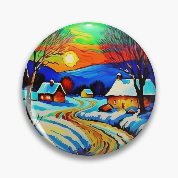 Item preview, Vintage Impressionist Landscape: Village in the Snow | Impressionism | Landscape Artwork designed and sold by UnhingedBird.