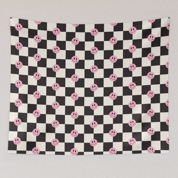 Item preview, Black and White Checkered Pattern Design With A Playful Smiley Face designed and sold by Pink Mint.