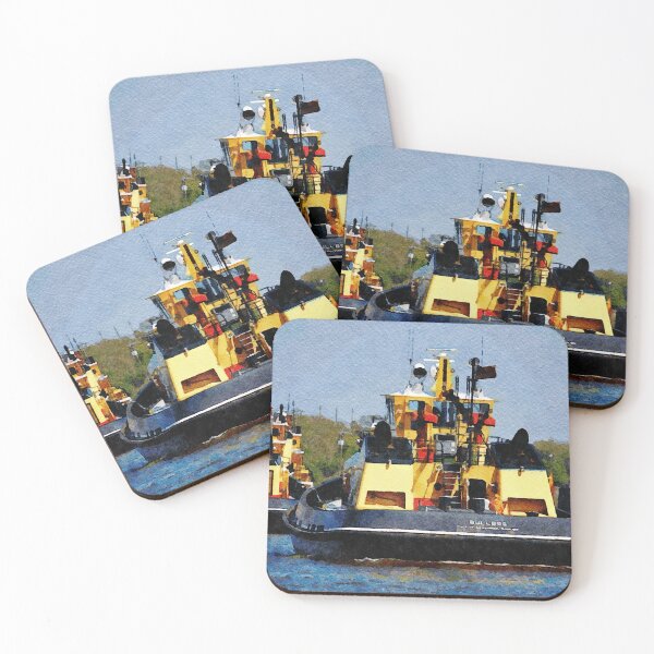 Item preview, Watercolor illustration of tugboats in Savannah River harbor, Georgia designed and sold by GestaltImagery.