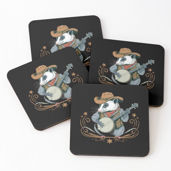 Item preview, Cowboy opossum playing banjo designed and sold by MadCatPrints.