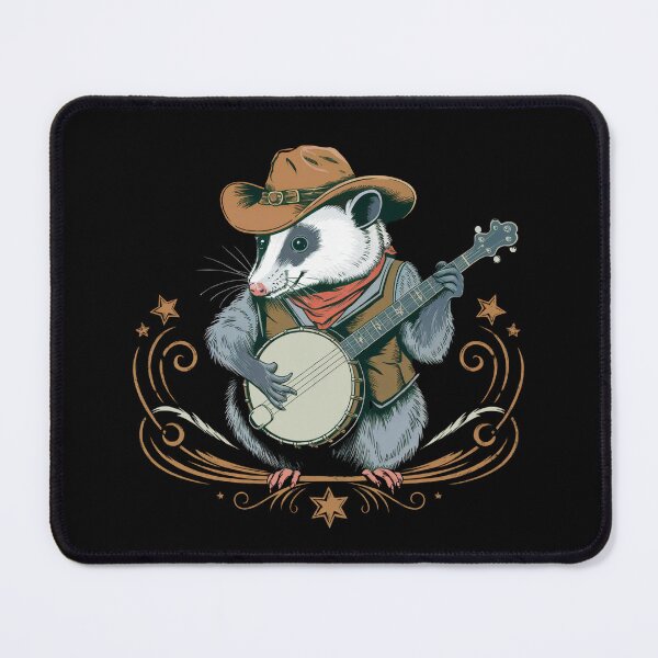 Item preview, Cowboy opossum playing banjo designed and sold by MadCatPrints.
