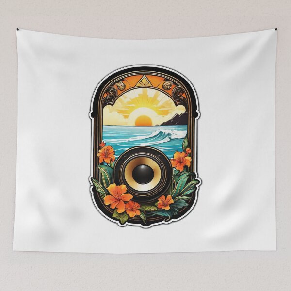 Item preview, Hawaii Mele Music Speaker with Ocean Waves and Sunset designed and sold by NautiChic.