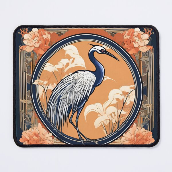 Item preview, Art Nouveau sacred lucky crane floral design designed and sold by LumiLemon.