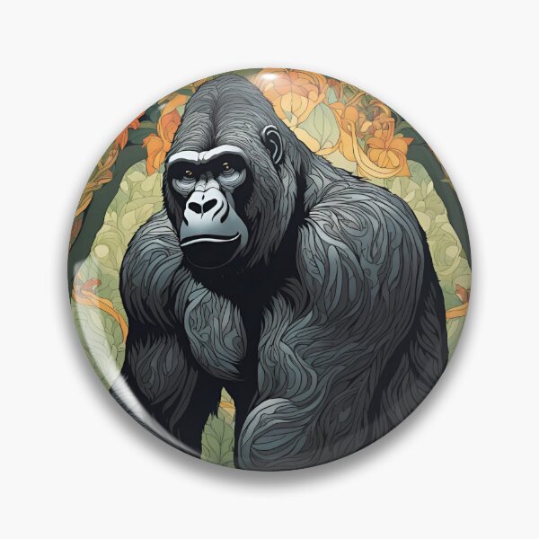 Item preview, Art Nouveau gorilla in the jungle colorful design designed and sold by LumiLemon.