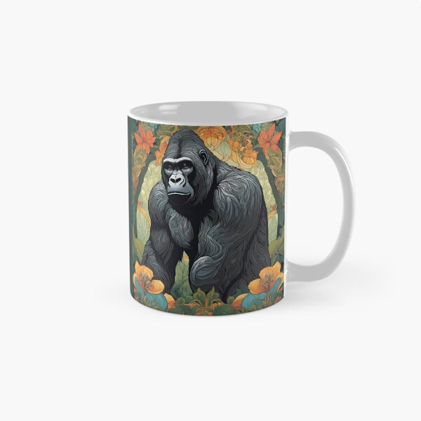 Item preview, Art Nouveau gorilla in the jungle colorful design designed and sold by LumiLemon.