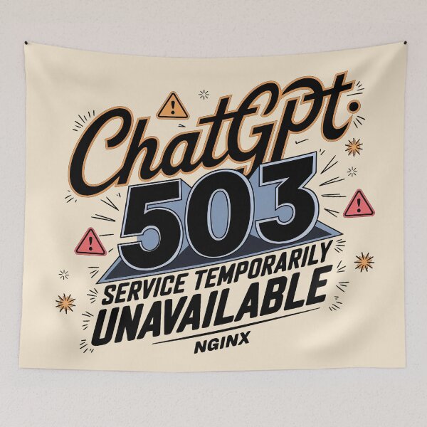 Item preview, Error 503! When ChatGPT takes a break (503: Service Unavailable) - Funny design for tech lovers designed and sold by marvinismyname.