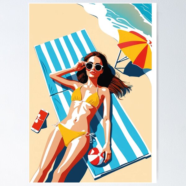 Item preview, Colorful beachday illustration designed and sold by PrintsbyEline.