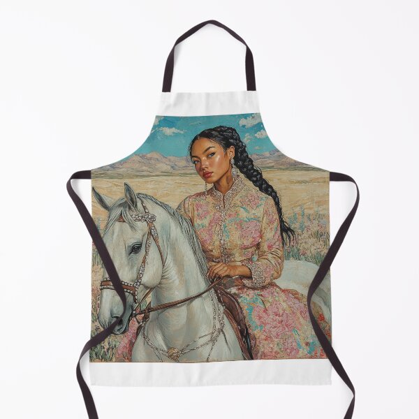 Item preview, Radiant Grace: Woman and White Stallion in Bloom designed and sold by ArtVibeCo.