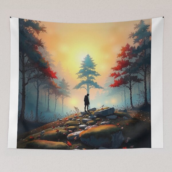 Item preview, Lone Figure In Crimson Twilight's Embrace designed and sold by PanoramaPrints.