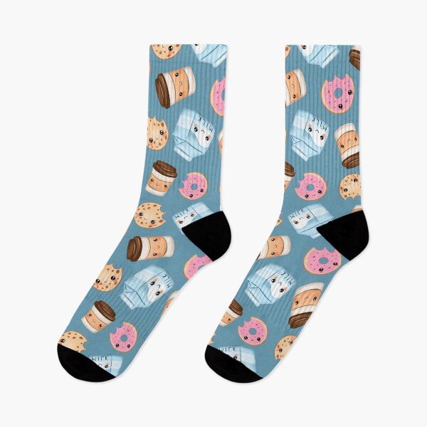 Item preview, Cookies, milk, coffee and donut on a blue background designed and sold by Nastasiakhmnk.