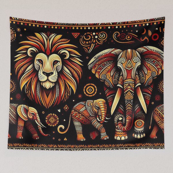 Item preview, Lions and elephants drawn with patterns designed and sold by Designer667.