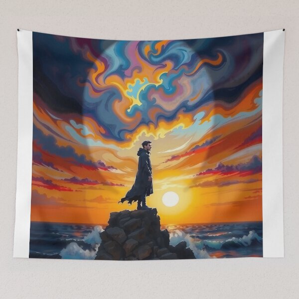 Item preview, Silent Figure Contemplates Golden Dusk's Fury designed and sold by PanoramaPrints.