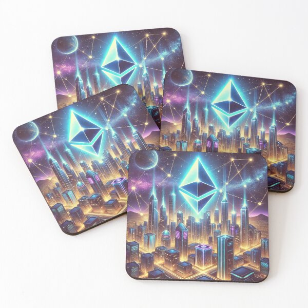 Item preview, Ethereum City - Futuristic Blockchain Skyline designed and sold by photoparadise22.