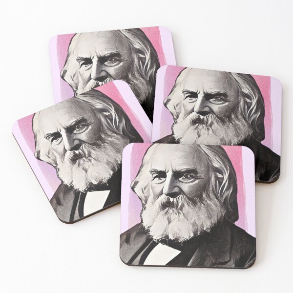 Item preview, American Poet Henry Wadsworth Longfellow - pink - illustration  designed and sold by Litstoy.